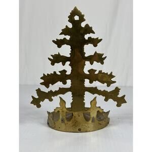 Vintage Brass Taper Candle Holder Christmas Tree Made In‎ India Numbered 7.5"